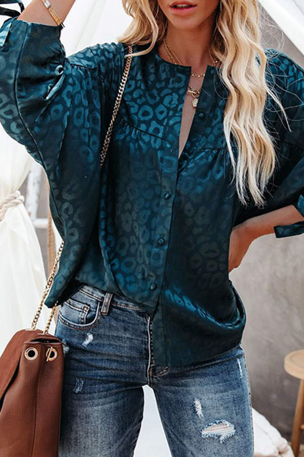 Fashion Leopard Patchwork V Neck Tops