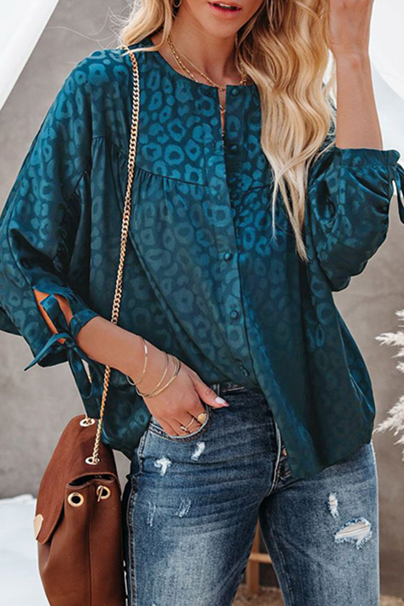 Fashion Leopard Patchwork V Neck Tops