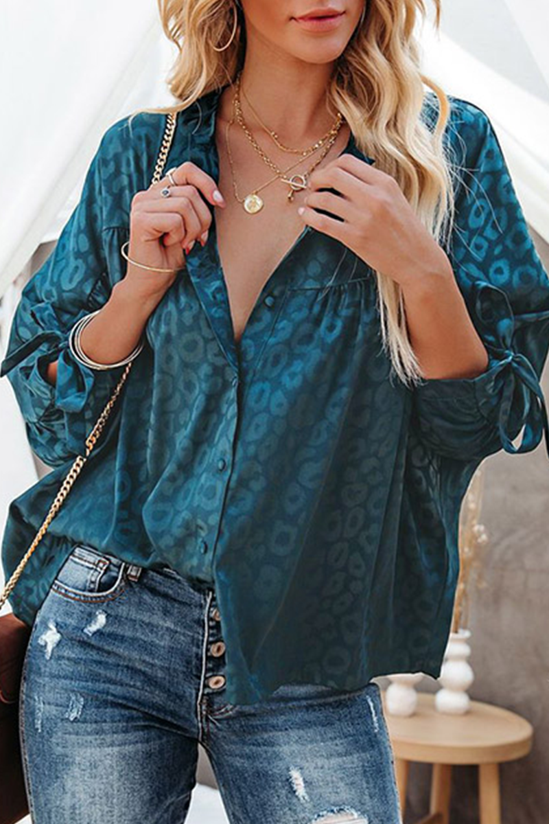 Fashion Leopard Patchwork V Neck Tops