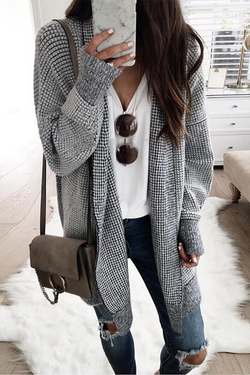 Casual Solid Patchwork Cardigan Collar Outerwear