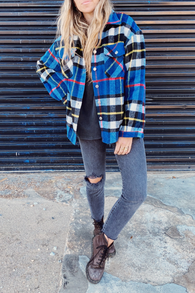 Plaid Double Pocket Shirt Jacket