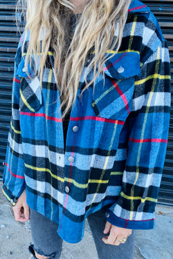 Plaid Double Pocket Shirt Jacket