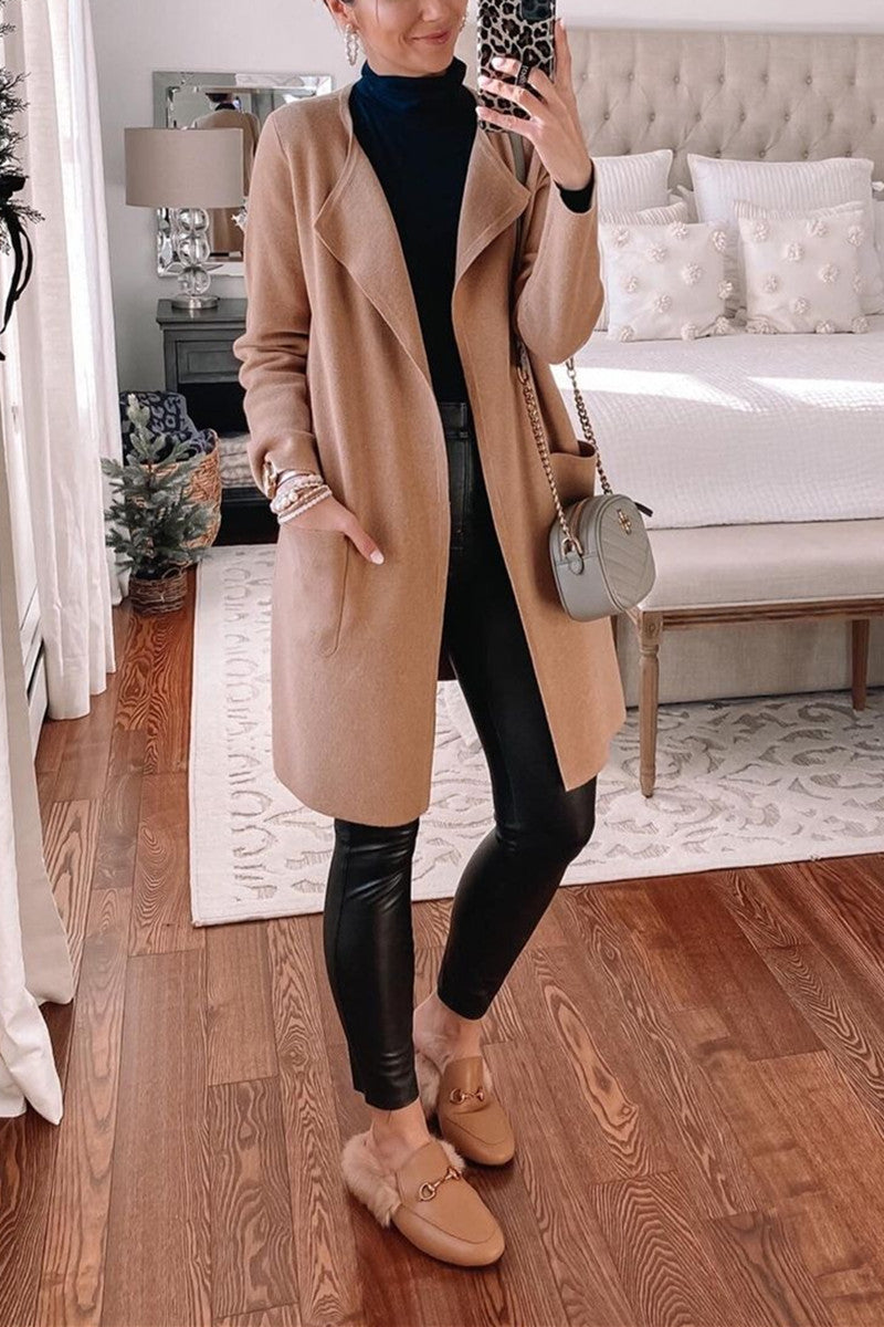 Fashion Casual Solid Turndown Collar Outerwear