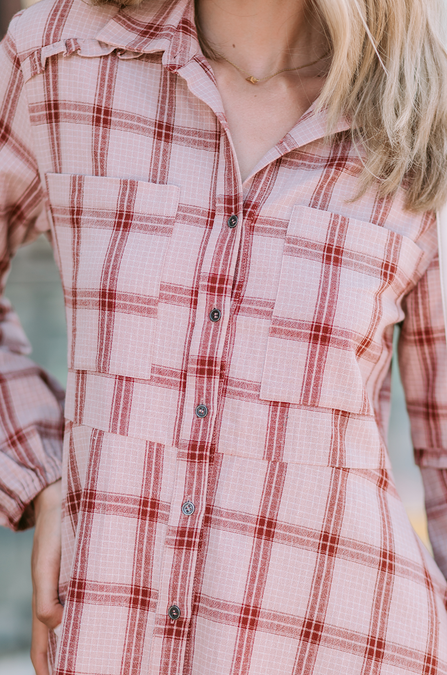 Fashion Casual Plaid Shirt Collar Dresses