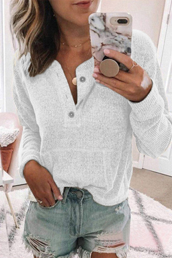 Fashion Casual Solid Solid Color V Neck Tops(8 colors)