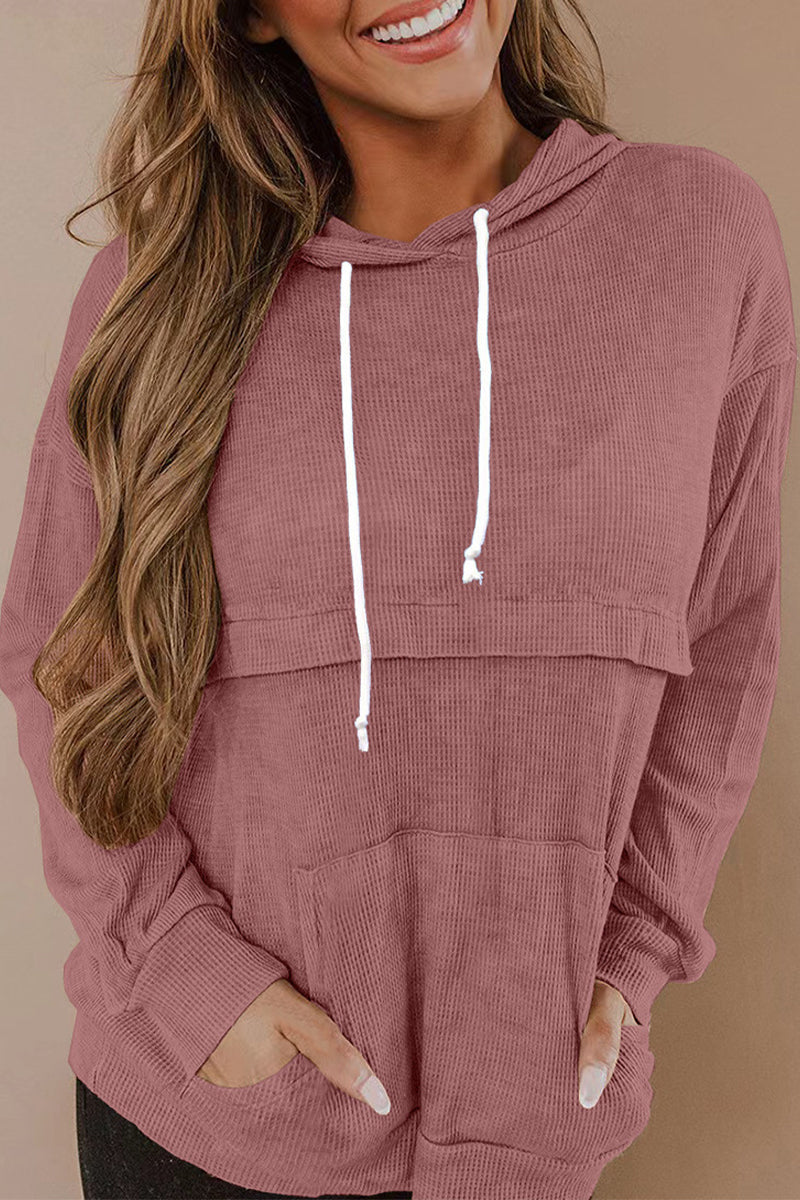 Everything's Rosy Ribbed Hooded Top