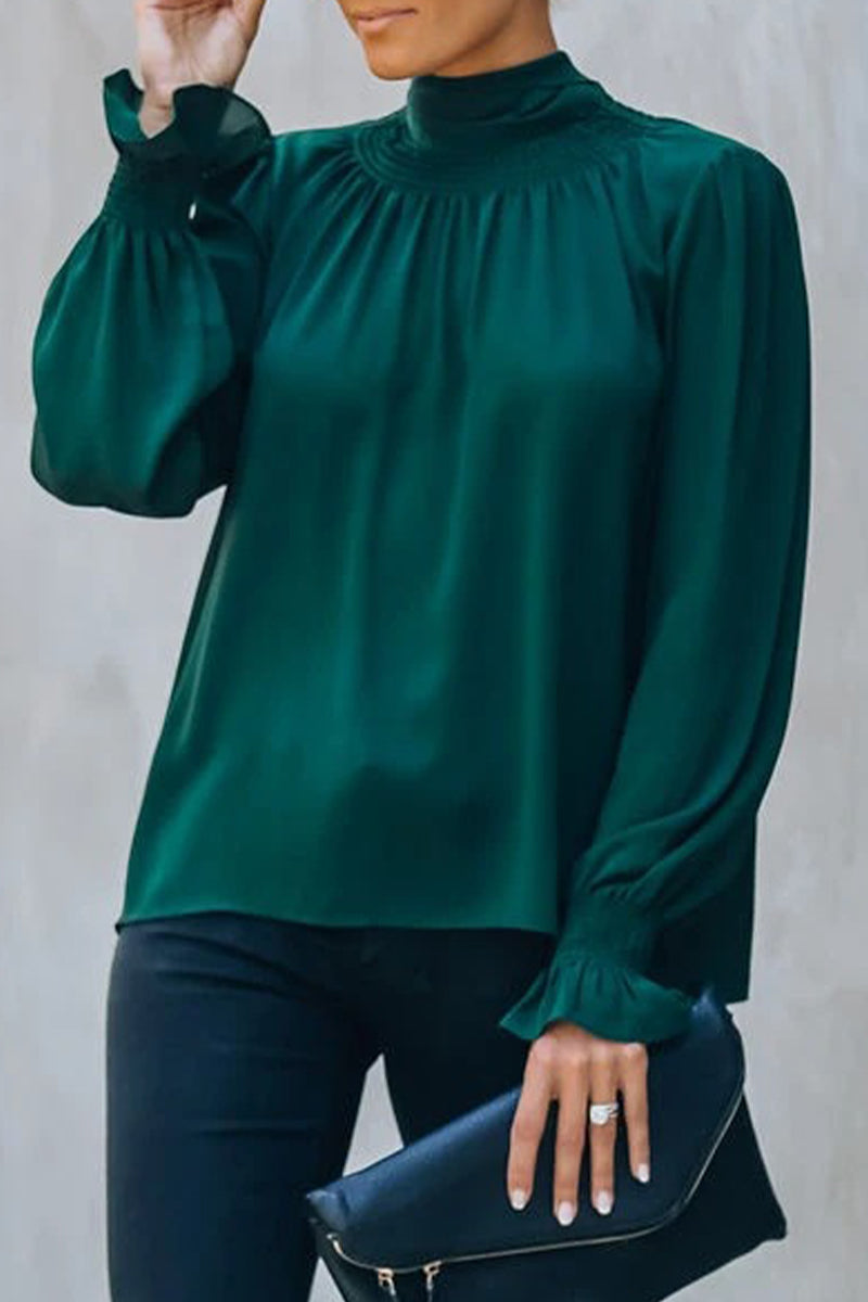 Casual Solid Solid Color Turtleneck Tops