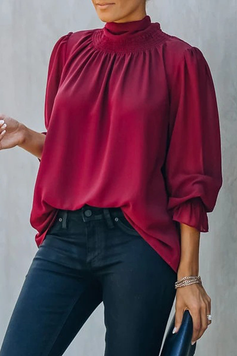 Casual Solid Solid Color Turtleneck Tops