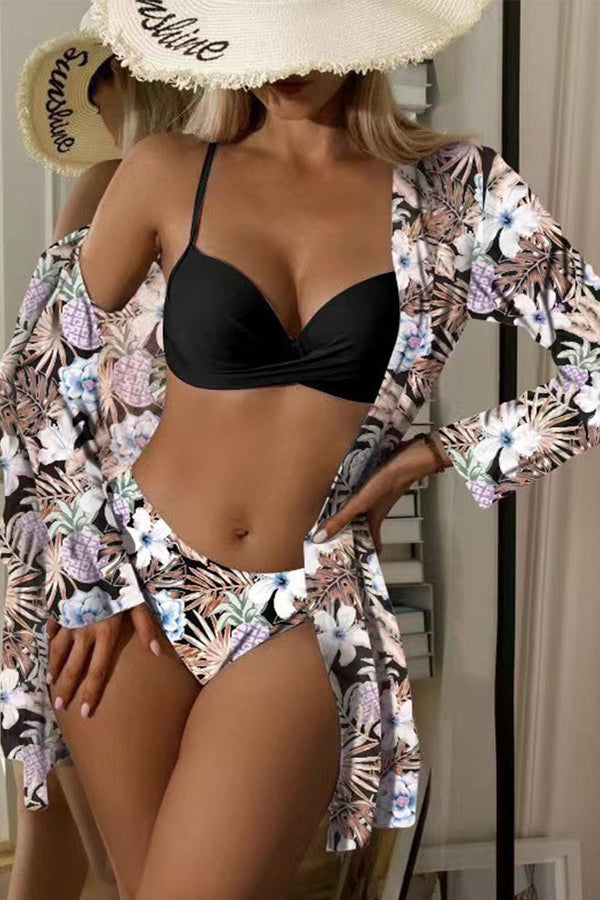 Sexy Vacation Print Patchwork 3 Piece Sets