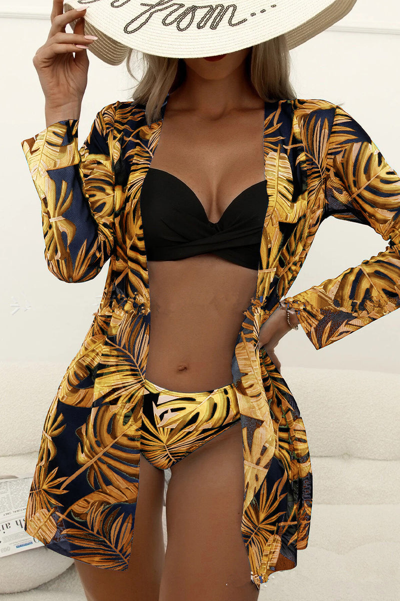 Sexy Vacation Print Patchwork 3 Piece Sets