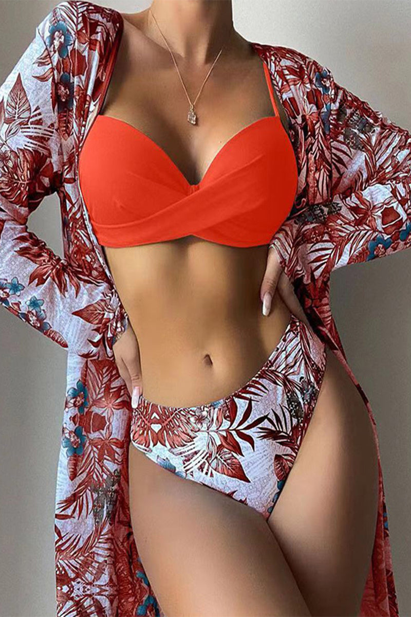 Sexy Vacation Print Patchwork 3 Piece Sets