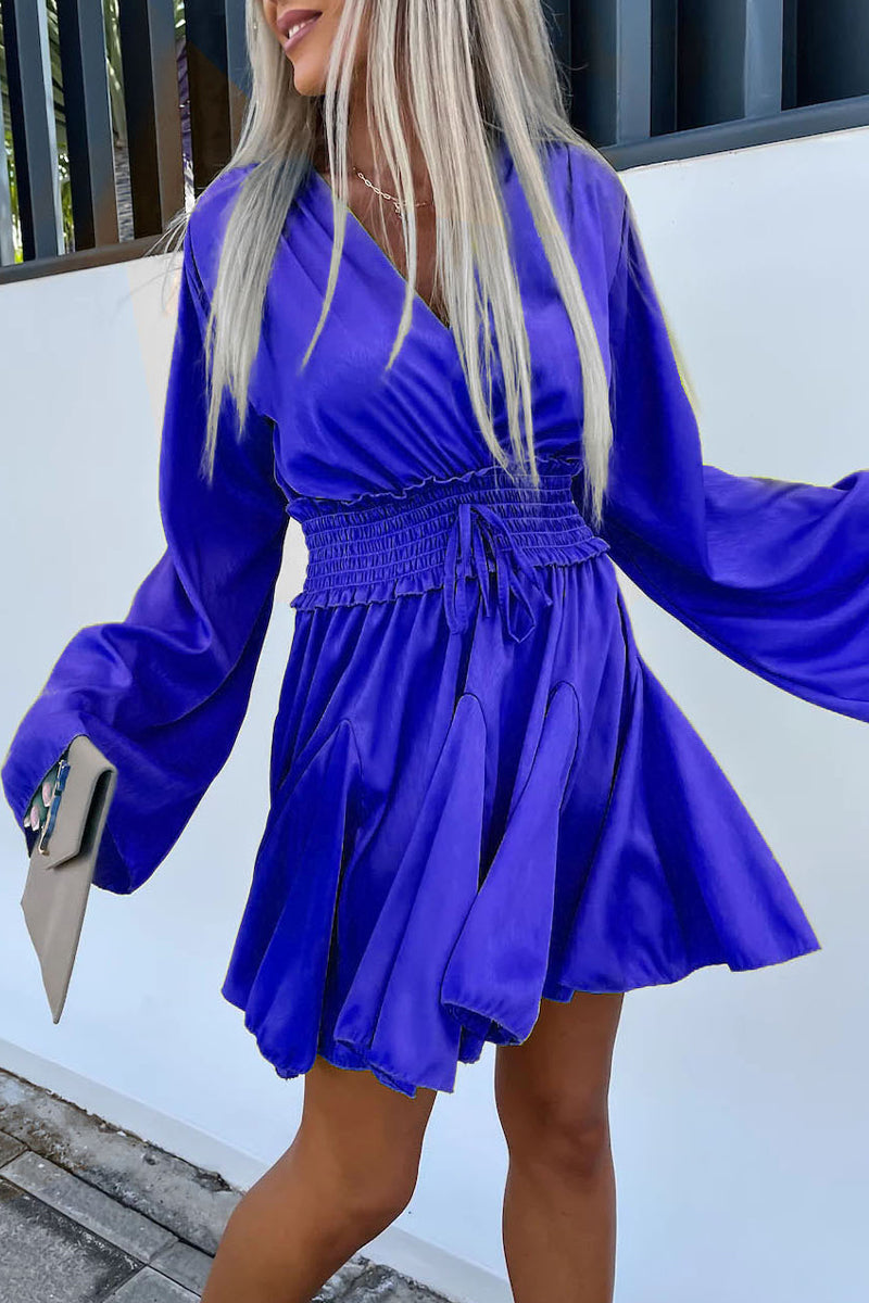 Casual Vacation Solid Frenulum V Neck A Line Dresses