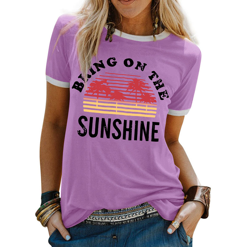 Short Sleeve Round Neck Printed Sunshine T-Shirt