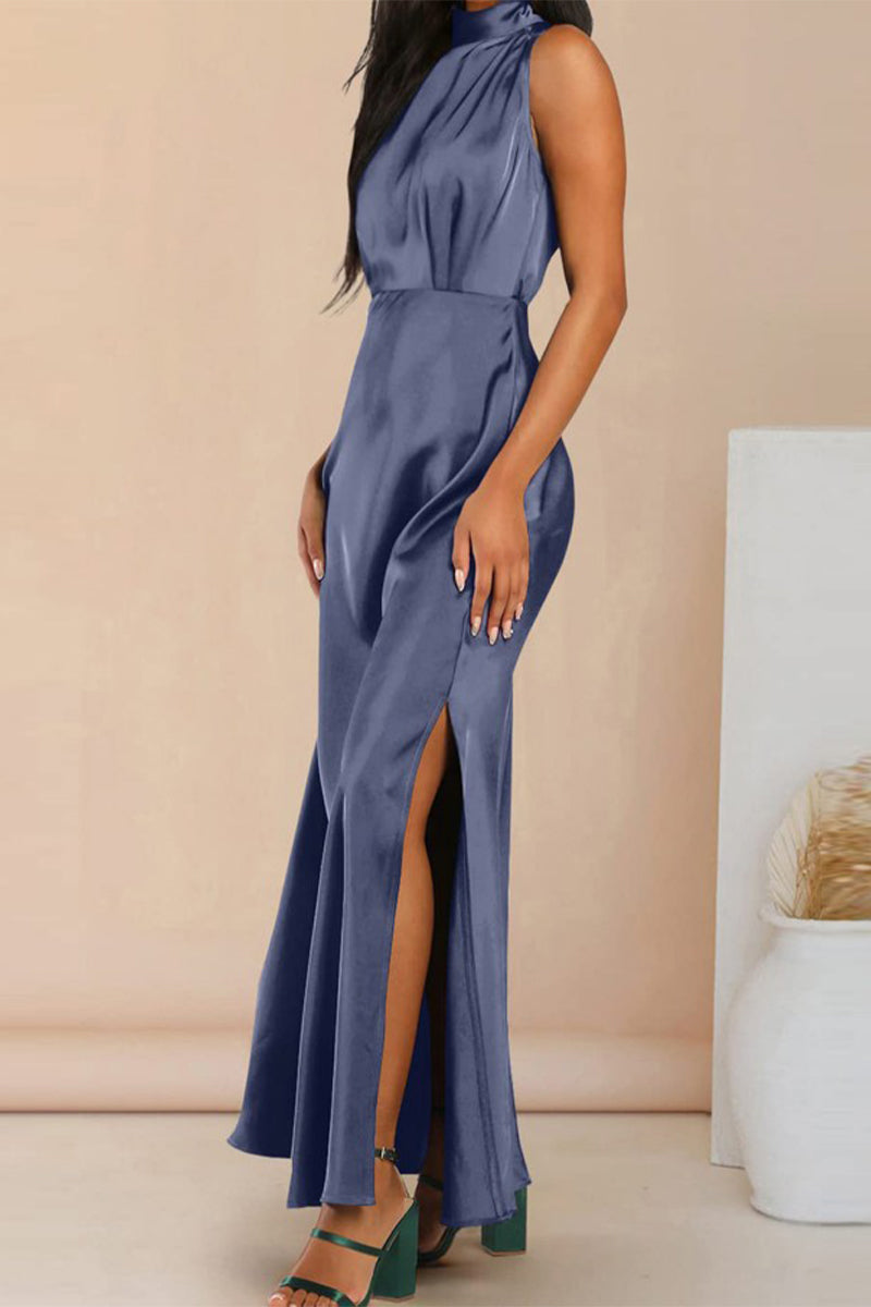 Celebrities Elegant Solid Solid Color Halter A Line Dresses