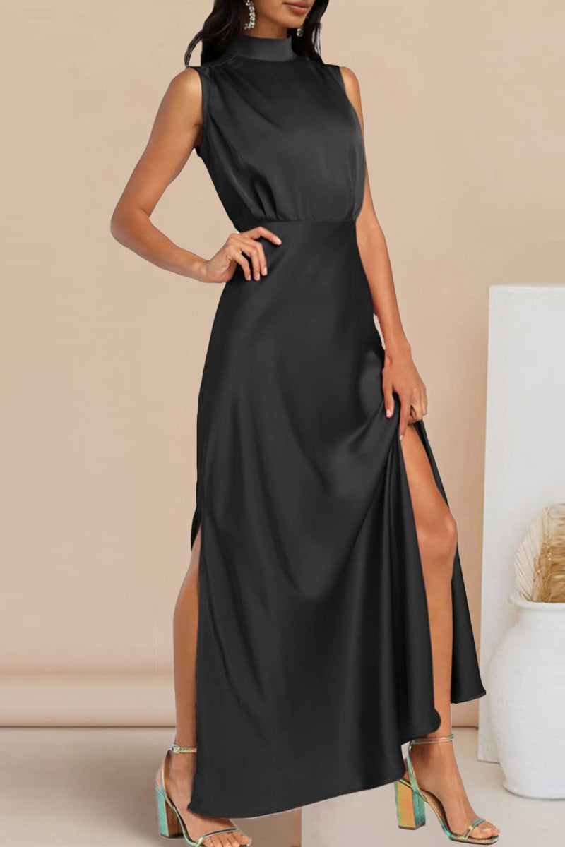 Celebrities Elegant Solid Solid Color Halter A Line Dresses