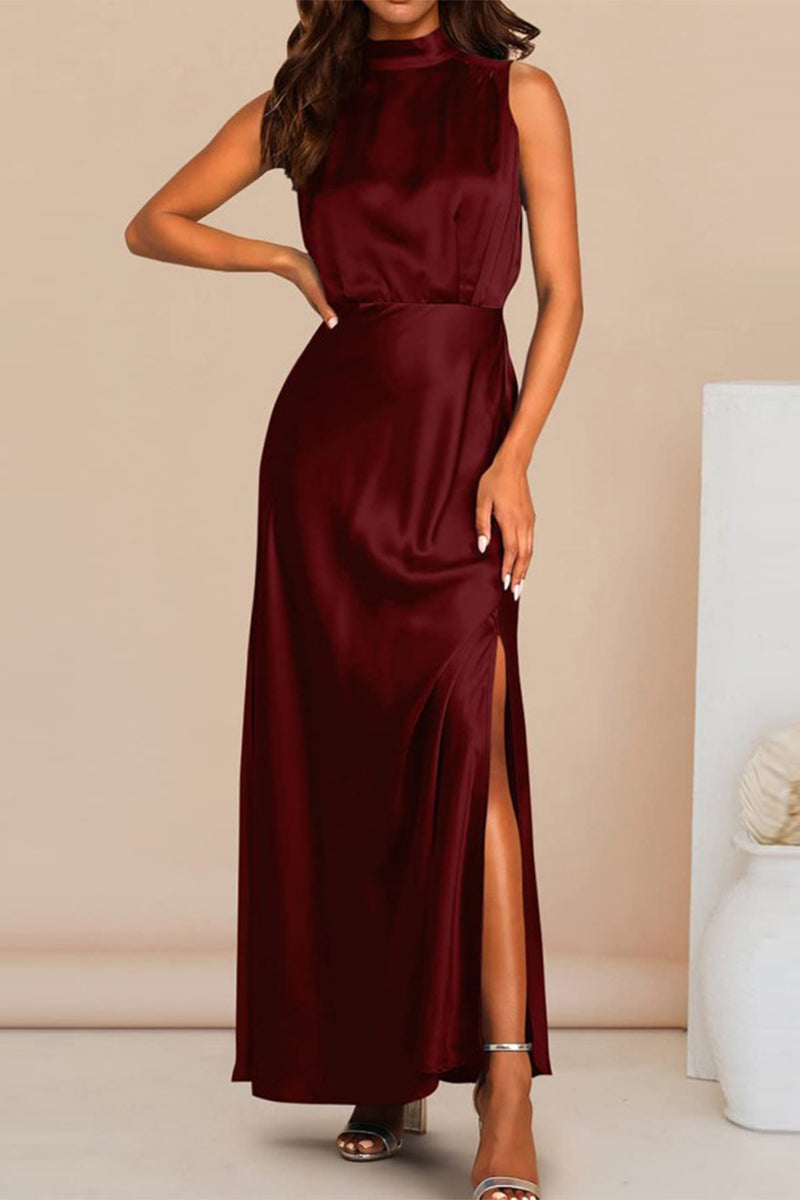 Celebrities Elegant Solid Solid Color Halter A Line Dresses