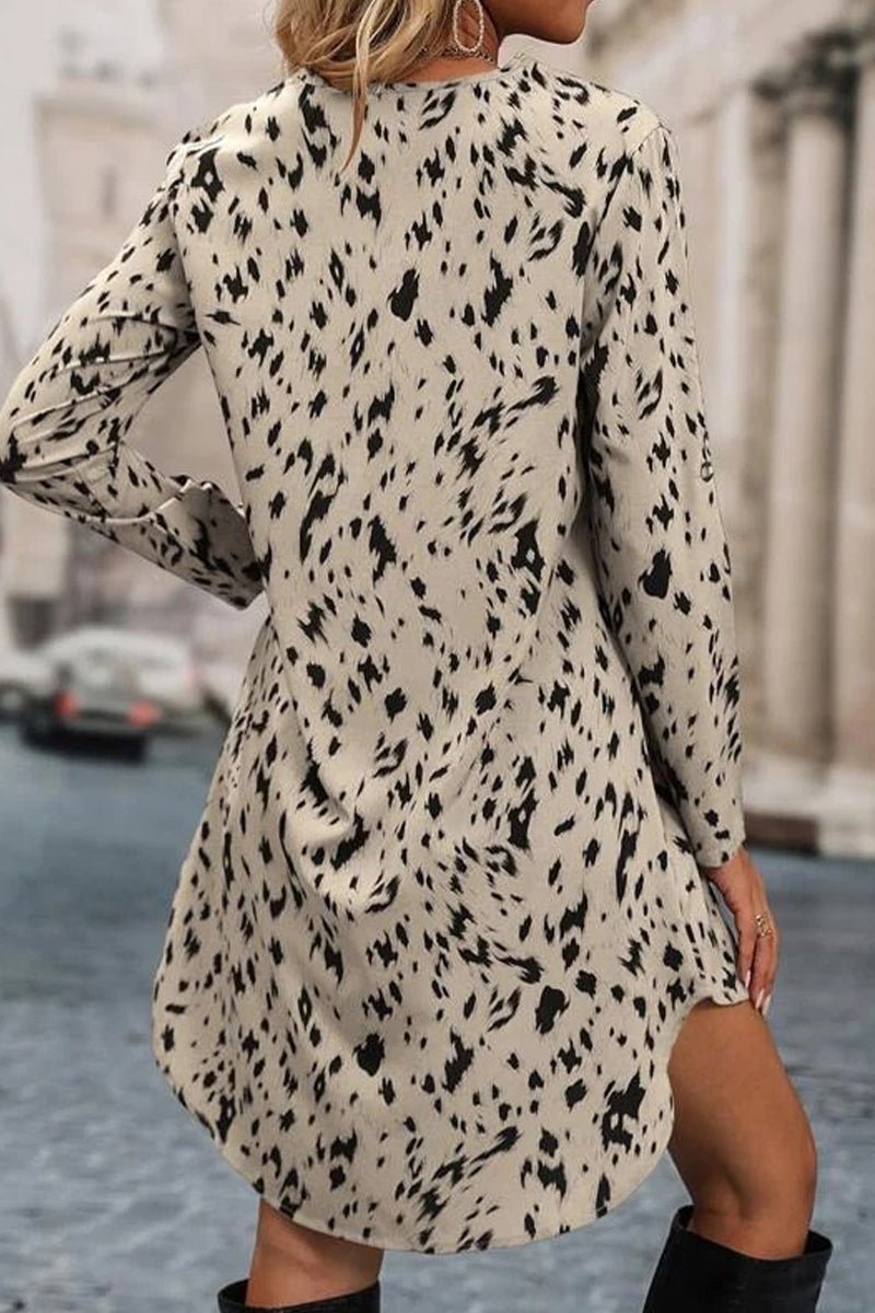 Casual Elegant Print Patchwork V Neck A Line Dresses