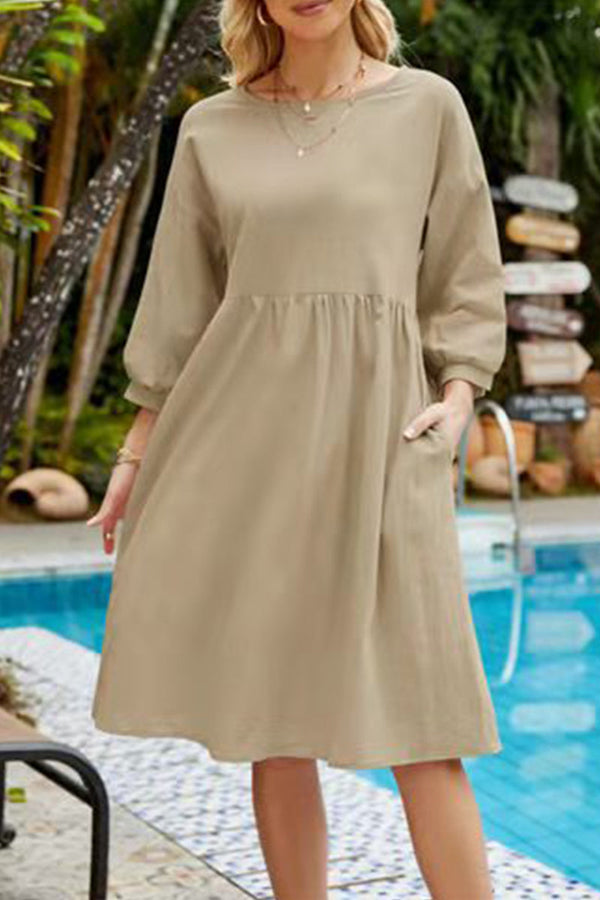 Casual Simplicity Solid Solid Color O Neck A Line Dresses