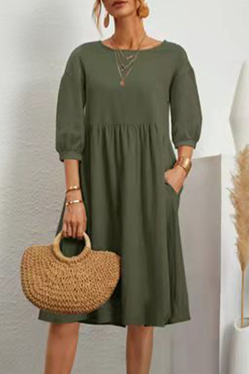 Casual Simplicity Solid Solid Color O Neck A Line Dresses