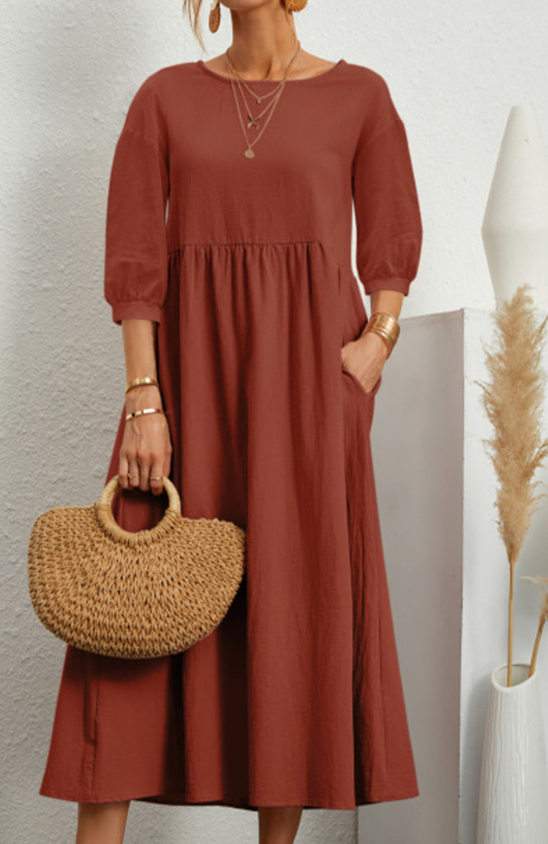 Casual Solid Solid Color O Neck A Line Dresses