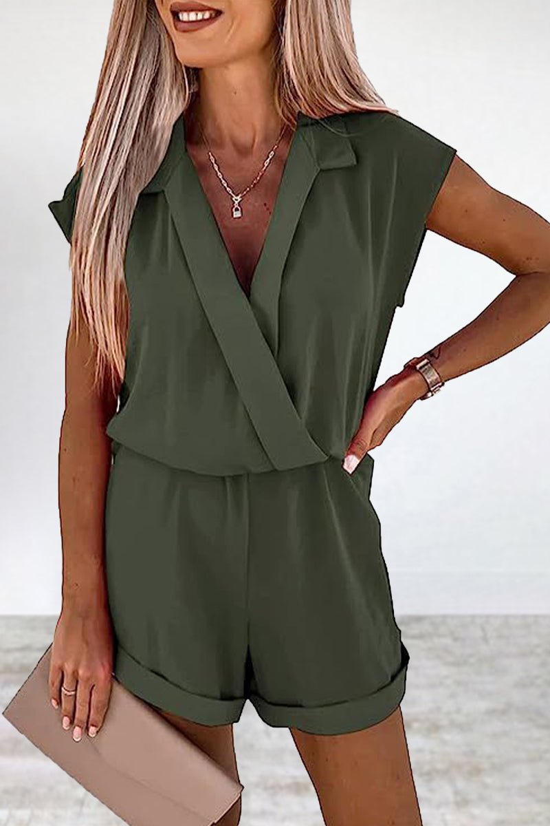 Casual Solid Solid Color V Neck Loose Jumpsuits