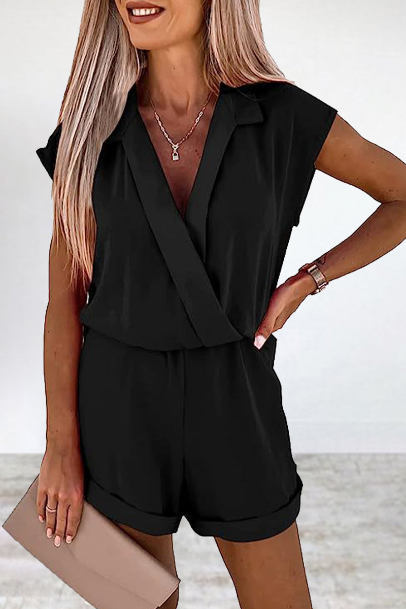 Casual Solid Solid Color V Neck Loose Jumpsuits