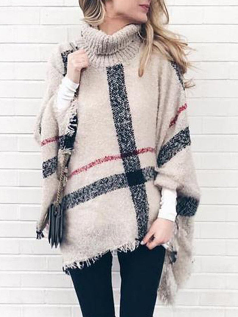 High Collar Tassel Cloak Loose Free Size Sweater