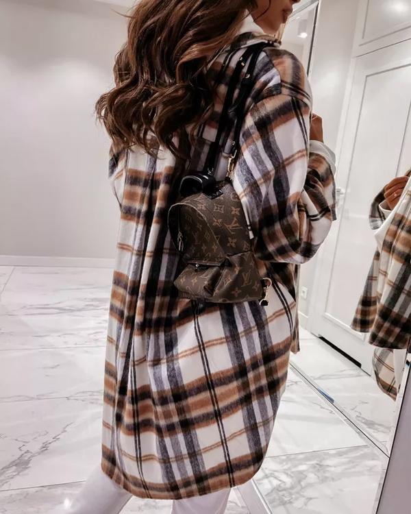 Casual Feel Plaid Long Shirt Coat