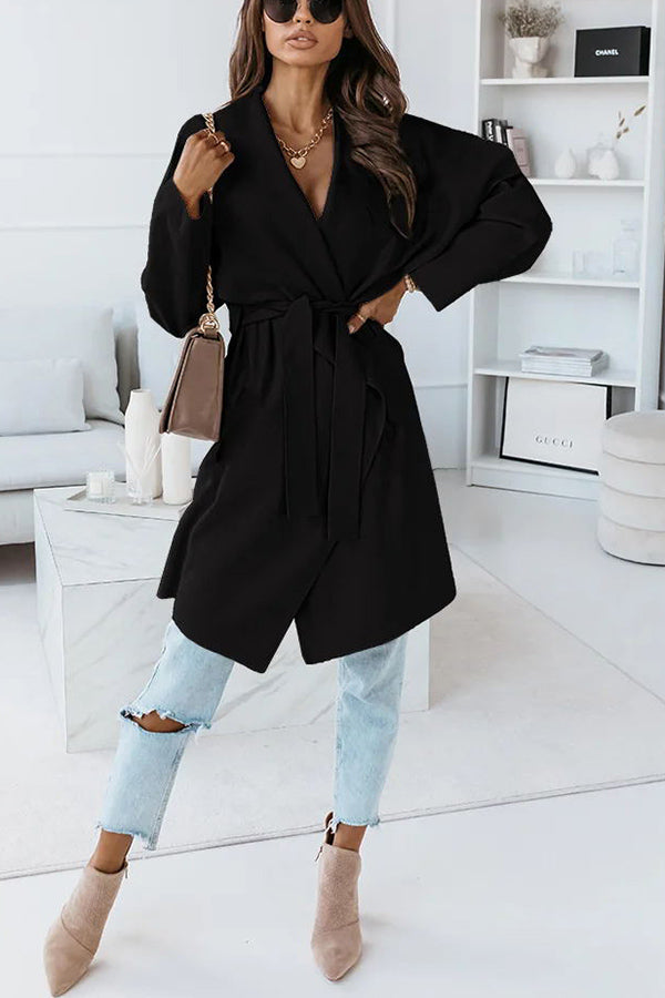 On Another Level Belted Wrap Midi Coat