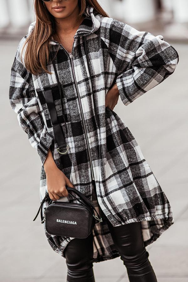 Trend Forecast Plaid Hooded Coat