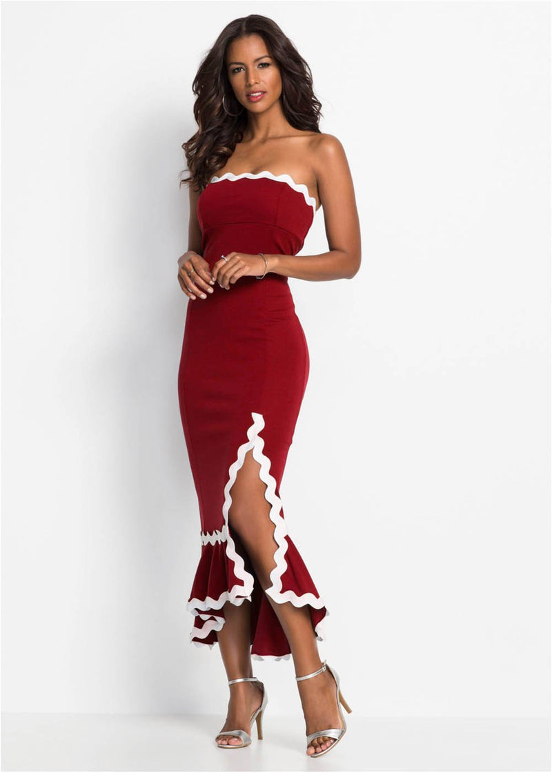 Women's Off Shoulder Bodycon Slit Maxi Dress