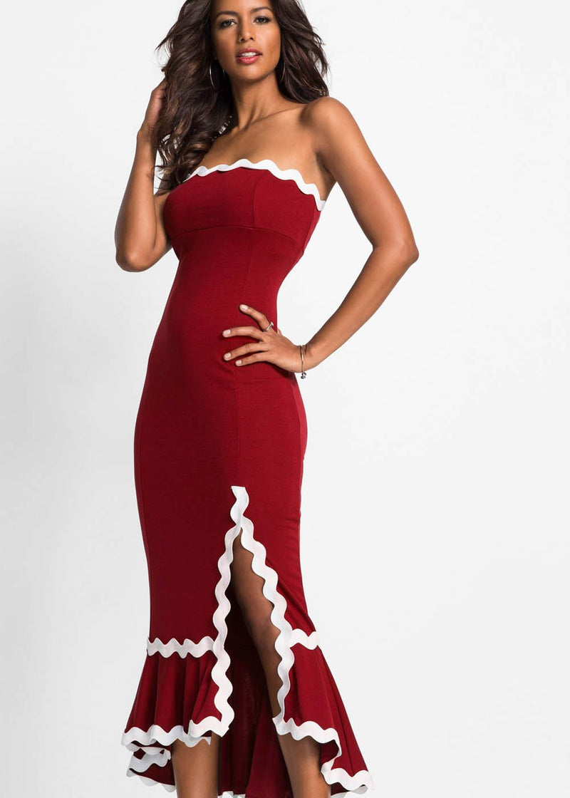 Women's Off Shoulder Bodycon Slit Maxi Dress