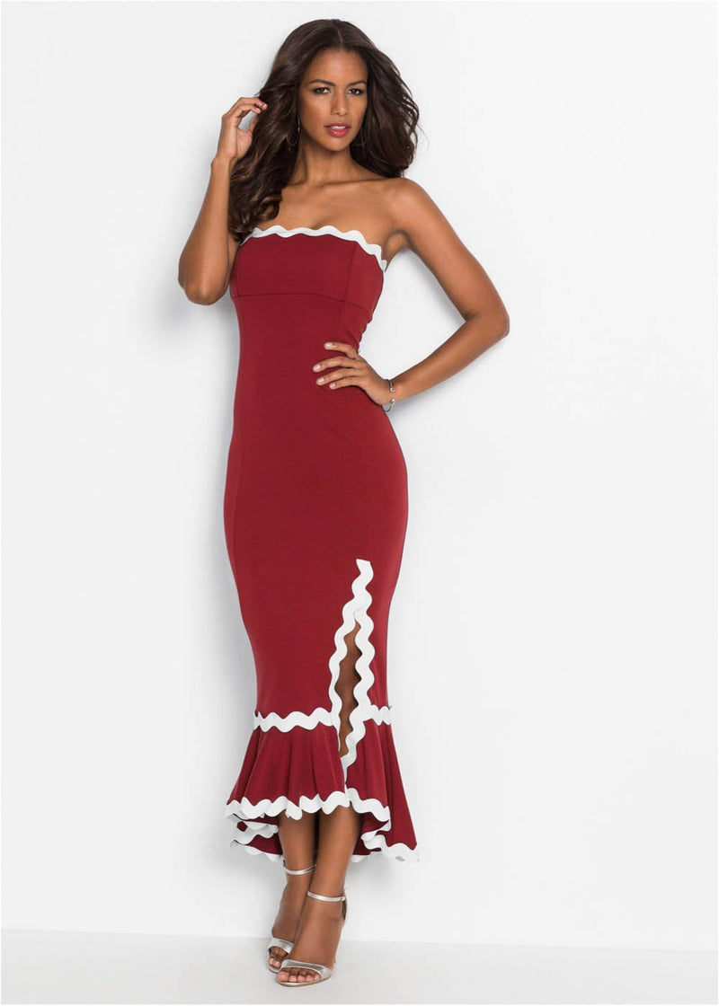 Women's Off Shoulder Bodycon Slit Maxi Dress