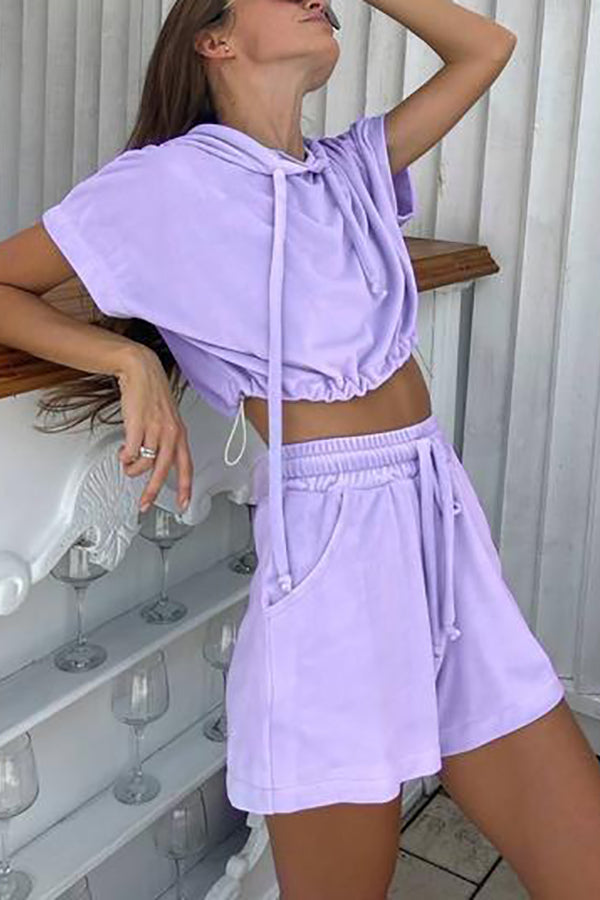 On A Lighter Note Crop Shorts Set