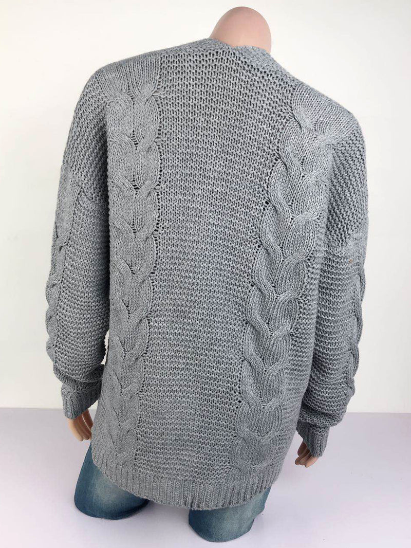 Oversize Open Front Knitted Sweater Cardigan