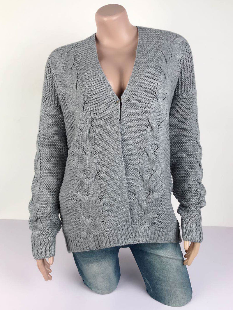 Oversize Open Front Knitted Sweater Cardigan