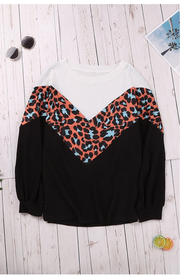 Round Neck Color Block Sweater Top