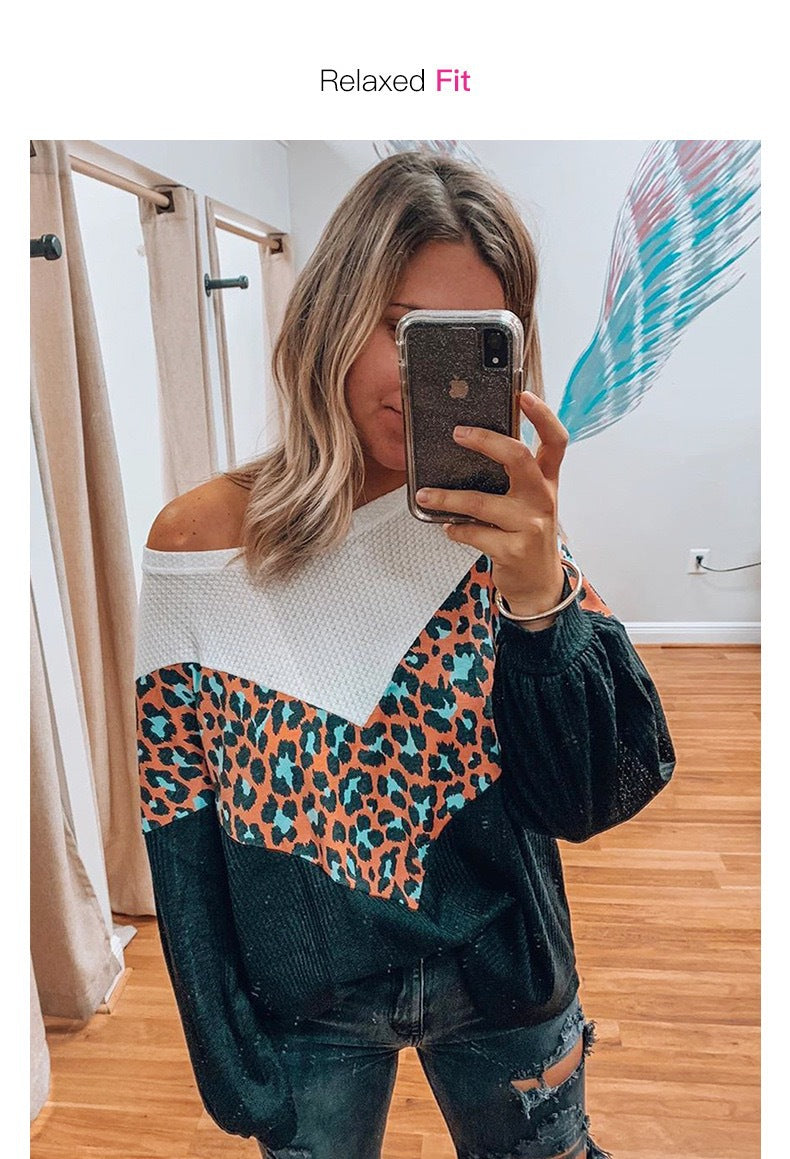 Round Neck Color Block Sweater Top