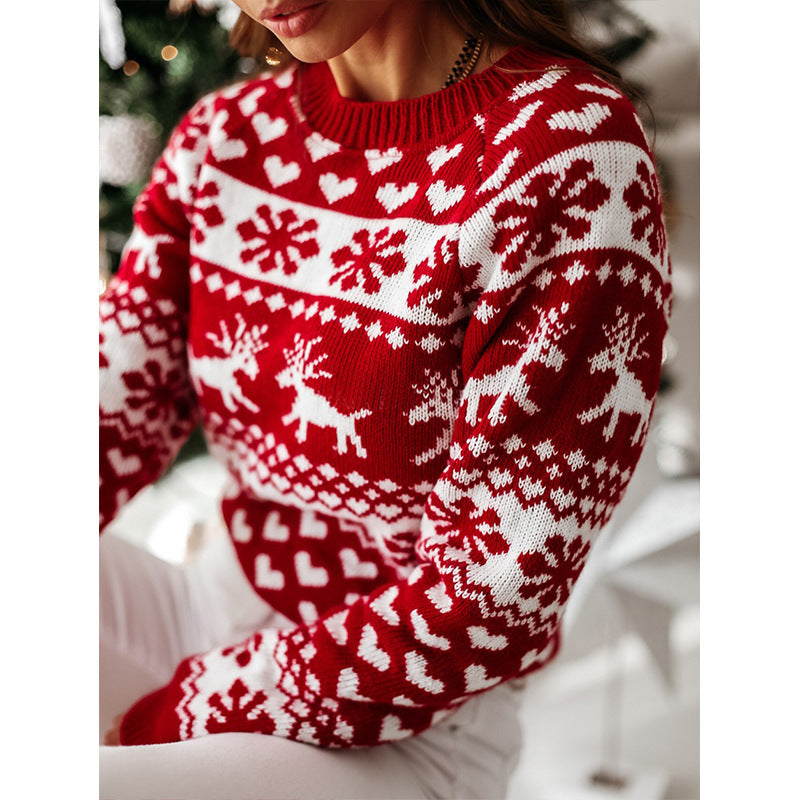 Casual Xmas Knitted Round Neck Sweater