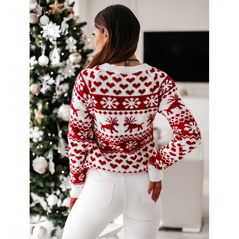 Casual Xmas Knitted Round Neck Sweater