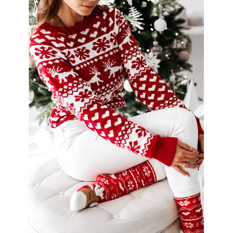 Casual Xmas Knitted Round Neck Sweater