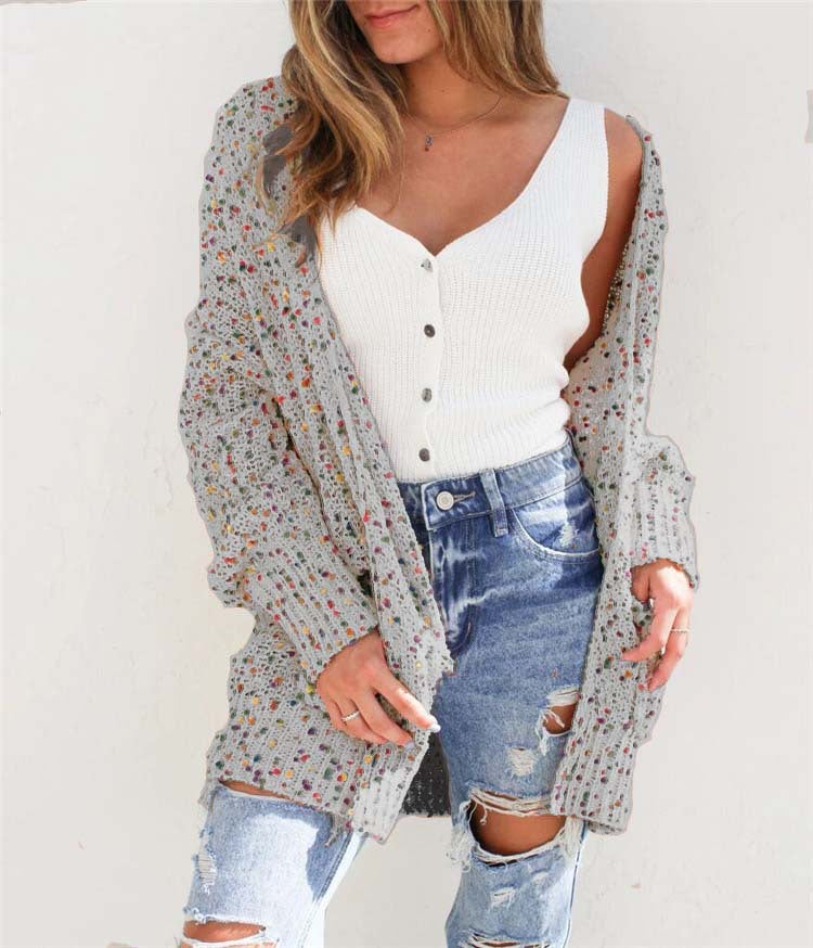 Open Top Knit Cardigan Sweater