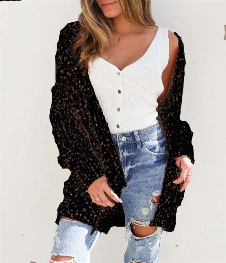 Open Top Knit Cardigan Sweater