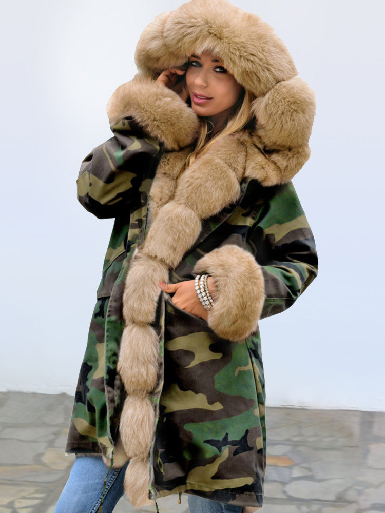 Hooded Faux Fur Lined Warm Coats