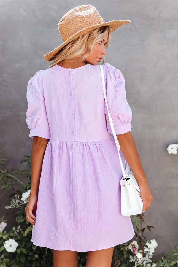 Amber Cotton Pocketed Puff Sleeve Dress