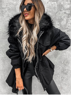 Wide Collar Zipper Shearling Coat Jacket