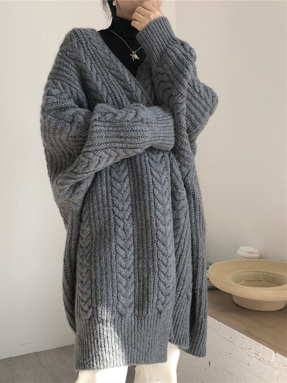 Oversized Chain Knit Loose Sweater Long Cardigan