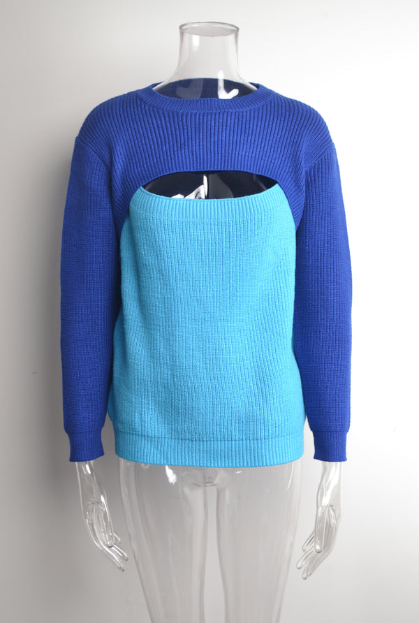 Casual Open Bust Crew Neck Sweater