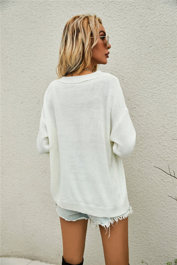 Round Neck Long Sleeve Loose Sweater Top