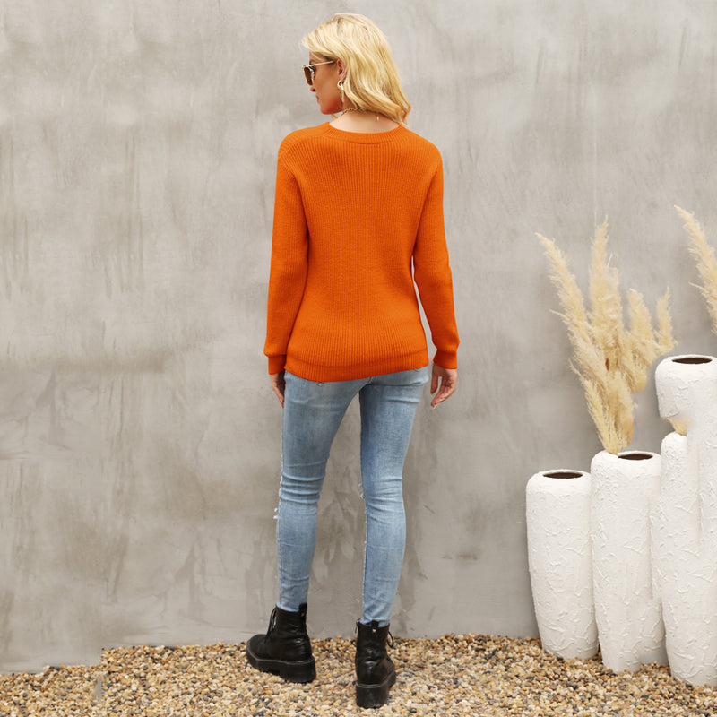 Casual Open Bust Crew Neck Sweater